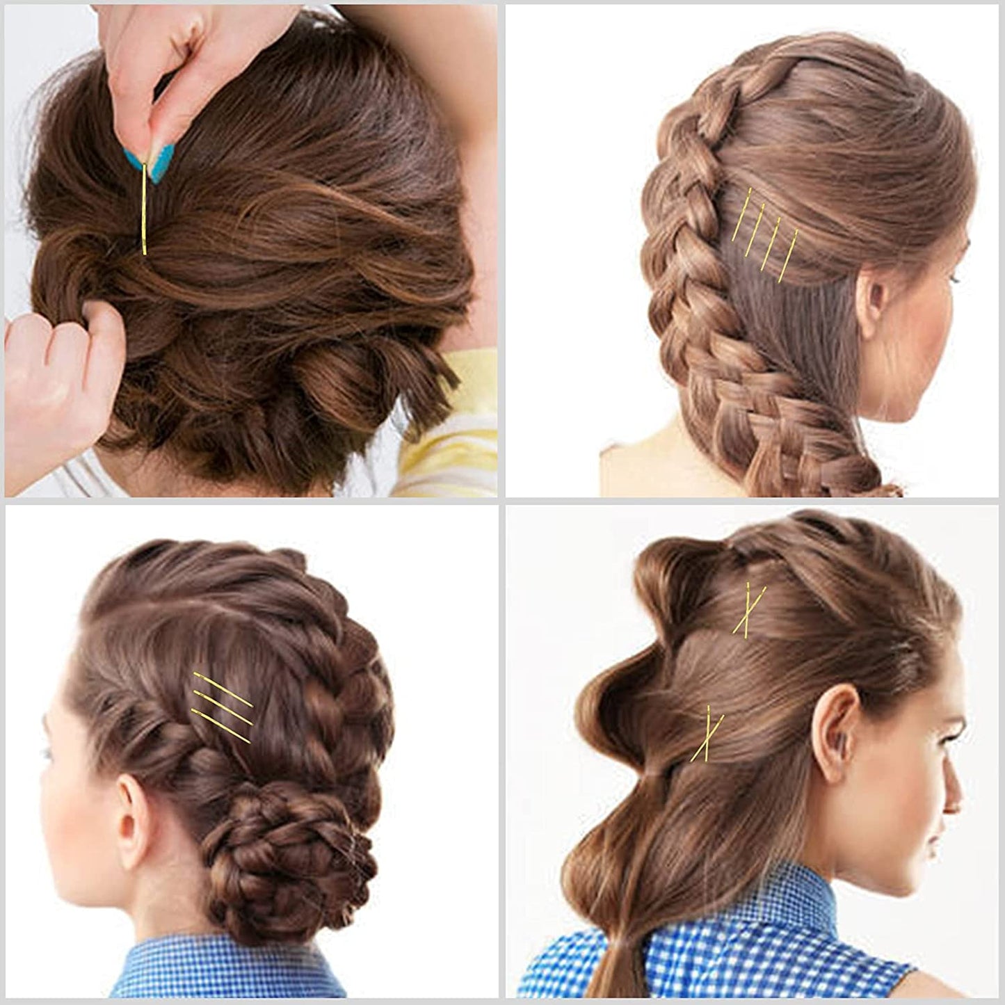 Hoyols Bobby Pin for Blonde Hair, Premium Metallic Crimped Grip Hairpins, Secure Hold Wavy Slide Proof Gold Hair Styling Pins for Women Buns Thin Hair 100 Count (Blonde)