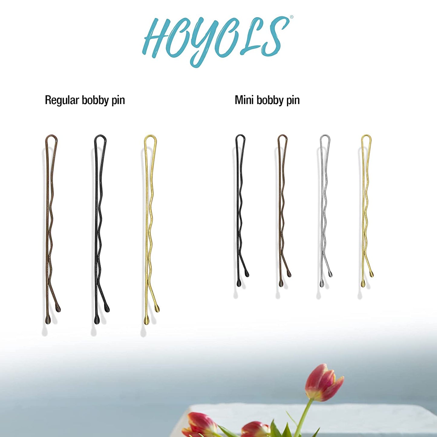 Hoyols Bobby Pin for Blonde Hair, Premium Metallic Crimped Grip Hairpins, Secure Hold Wavy Slide Proof Gold Hair Styling Pins for Women Buns Thin Hair 100 Count (Blonde)