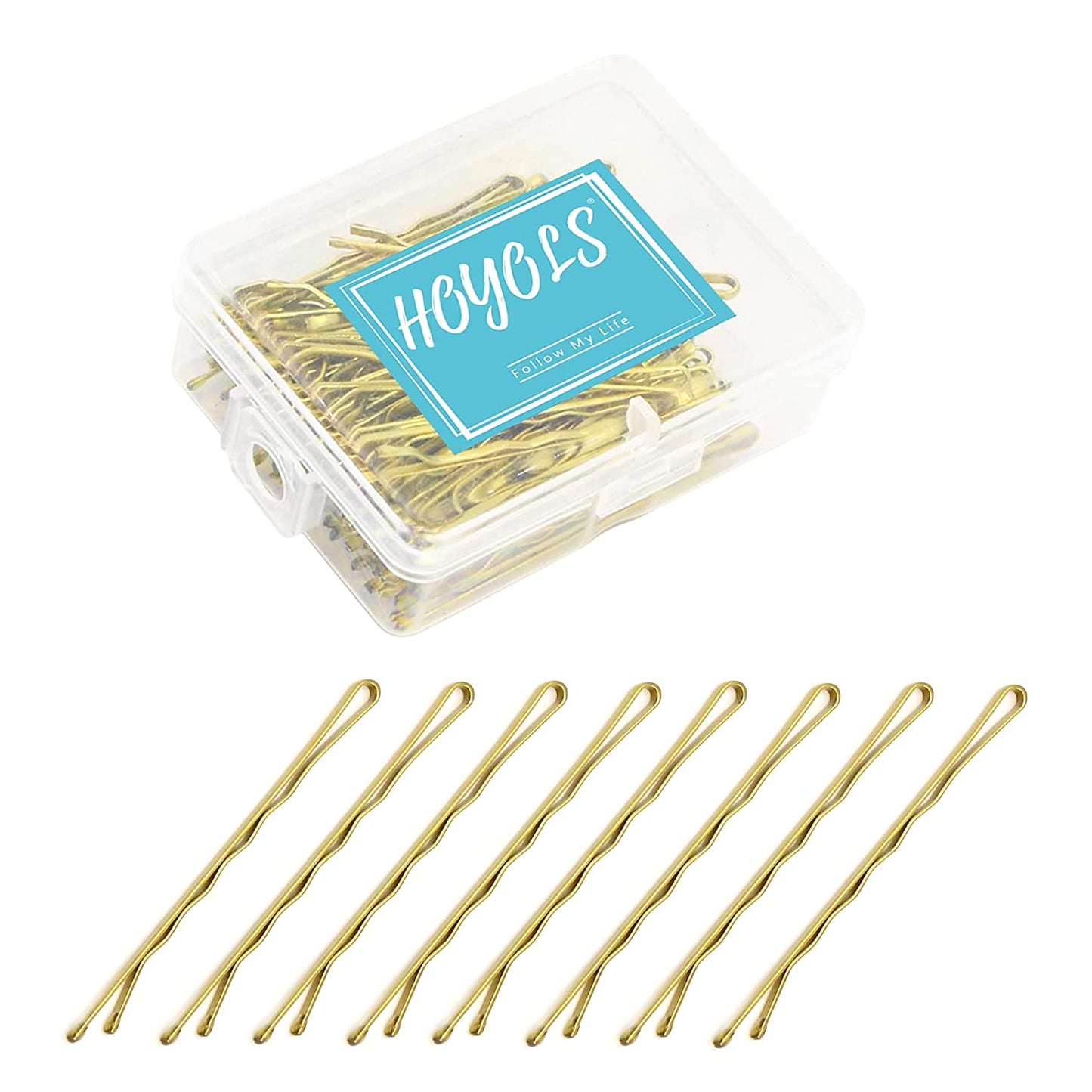Hoyols Bobby Pin for Blonde Hair, Premium Metallic Crimped Grip Hairpins, Secure Hold Wavy Slide Proof Gold Hair Styling Pins for Women Buns Thin Hair 100 Count (Blonde)