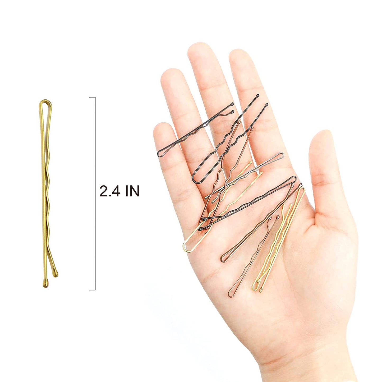 Hoyols Bobby Pin for Blonde Hair, Premium Metallic Crimped Grip Hairpins, Secure Hold Wavy Slide Proof Gold Hair Styling Pins for Women Buns Thin Hair 100 Count (Blonde)