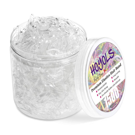 Clear Elastic Hair Rubber Bands, 1500pcs Mini Small Clear Ponytail Elastics Holders for Blond Kids Girls Hair No Crease Damage No Hurt 1 inch HOYOLS