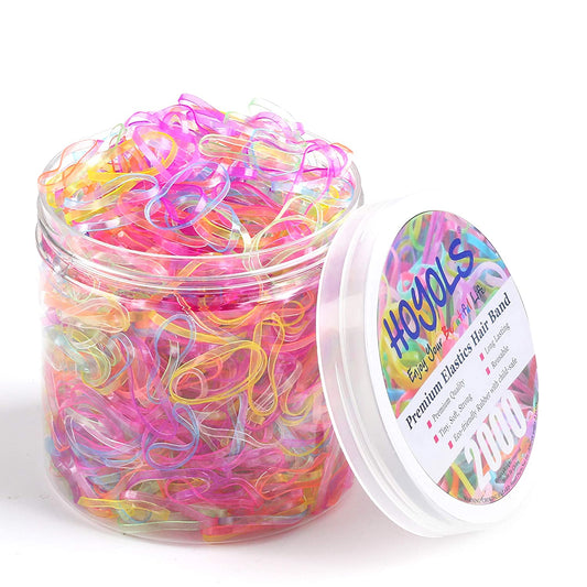 Hoyols 2000 Small Baby Toddler Rubber Bands Hair Ties Ponytail Elastic Multi Color for Kids Girls Hair Value Pack