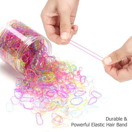 Hoyols 2000 Small Baby Toddler Rubber Bands Hair Ties Ponytail Elastic Multi Color for Kids Girls Hair Value Pack