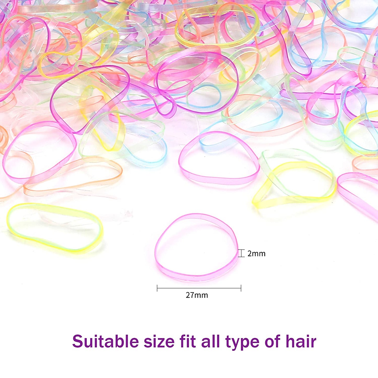 Hoyols 2000 Small Baby Toddler Rubber Bands Hair Ties Ponytail Elastic Multi Color for Kids Girls Hair Value Pack