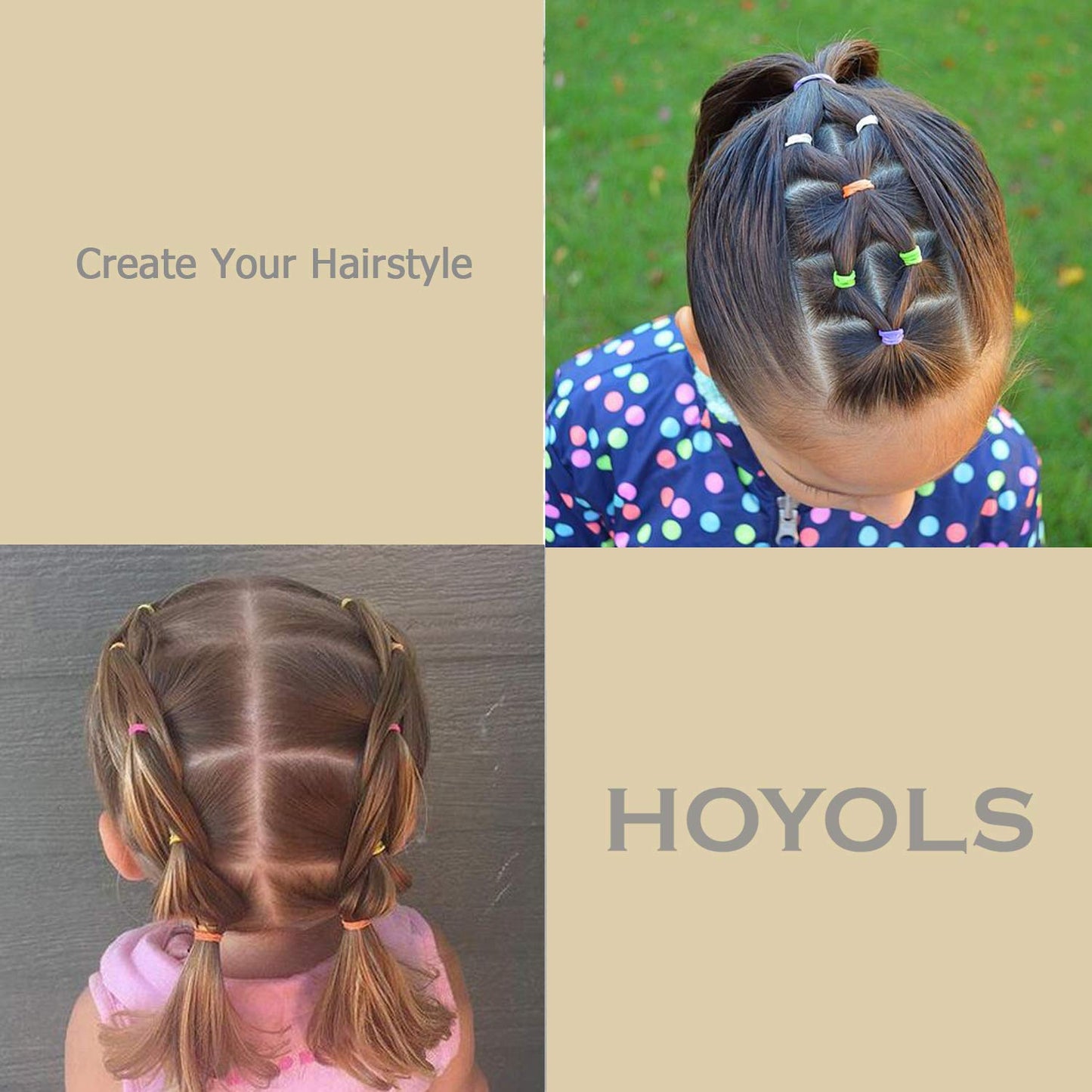 Hoyols 2000 Small Baby Toddler Rubber Bands Hair Ties Ponytail Elastic Multi Color for Kids Girls Hair Value Pack