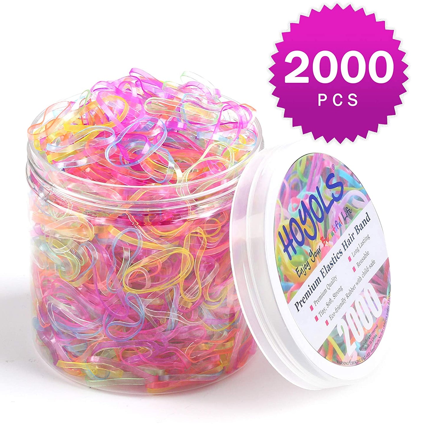 Hoyols 2000 Small Baby Toddler Rubber Bands Hair Ties Ponytail Elastic Multi Color for Kids Girls Hair Value Pack
