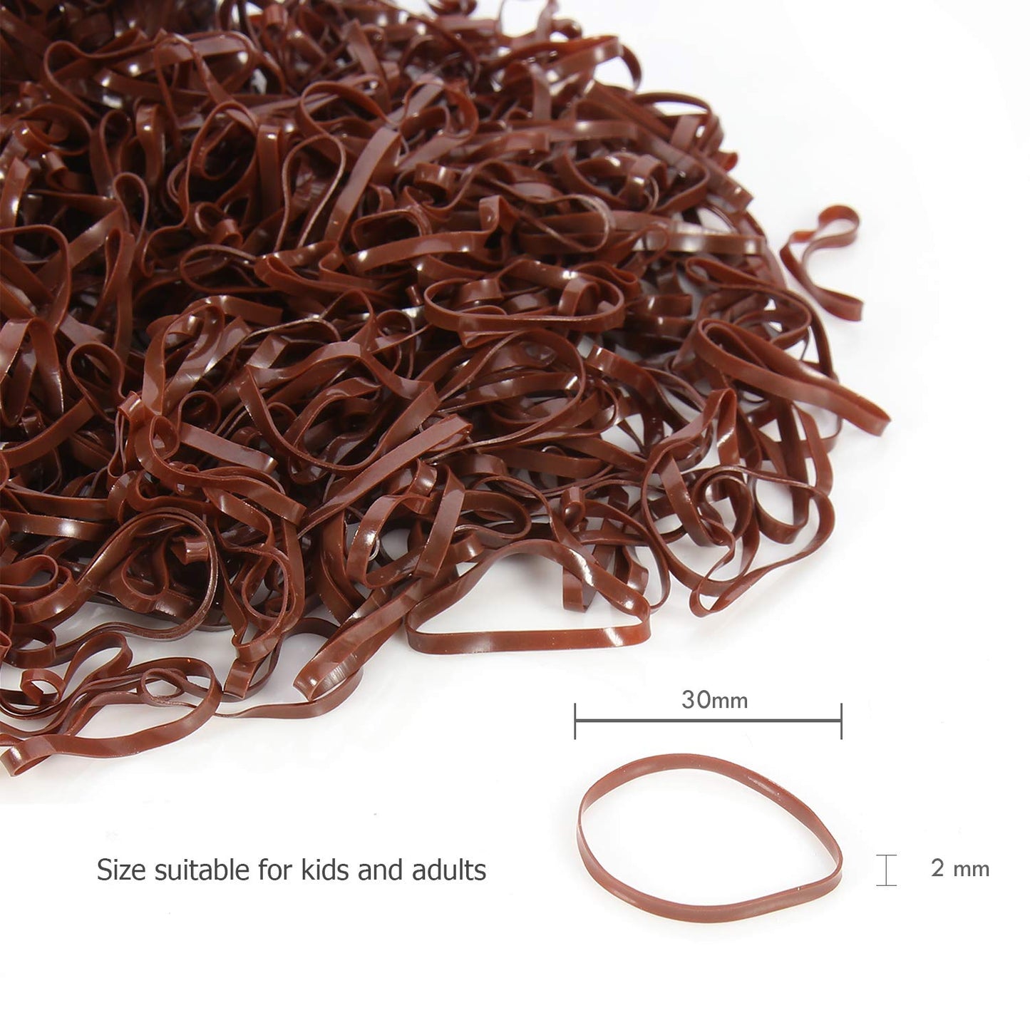 Hoyols Strong Hair Elastic Rubber Bands Ponytail Polyband No Damage Ties for Hair Women Girl Reusable 1000 Piece Pack (Brown)