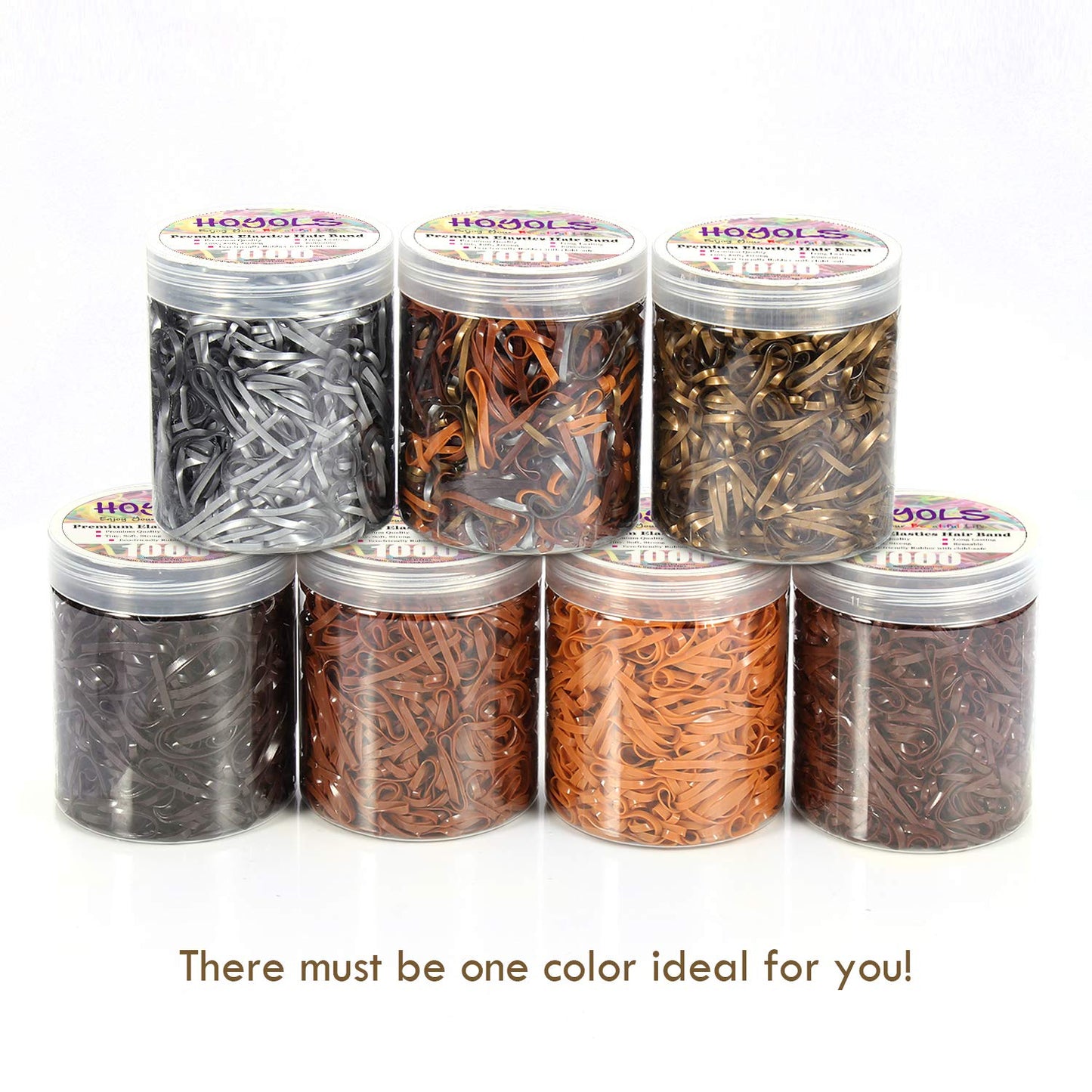 Hoyols Strong Hair Elastic Rubber Bands Ponytail Polyband No Damage Ties for Hair Women Girl Reusable 1000 Piece Pack (Brown)