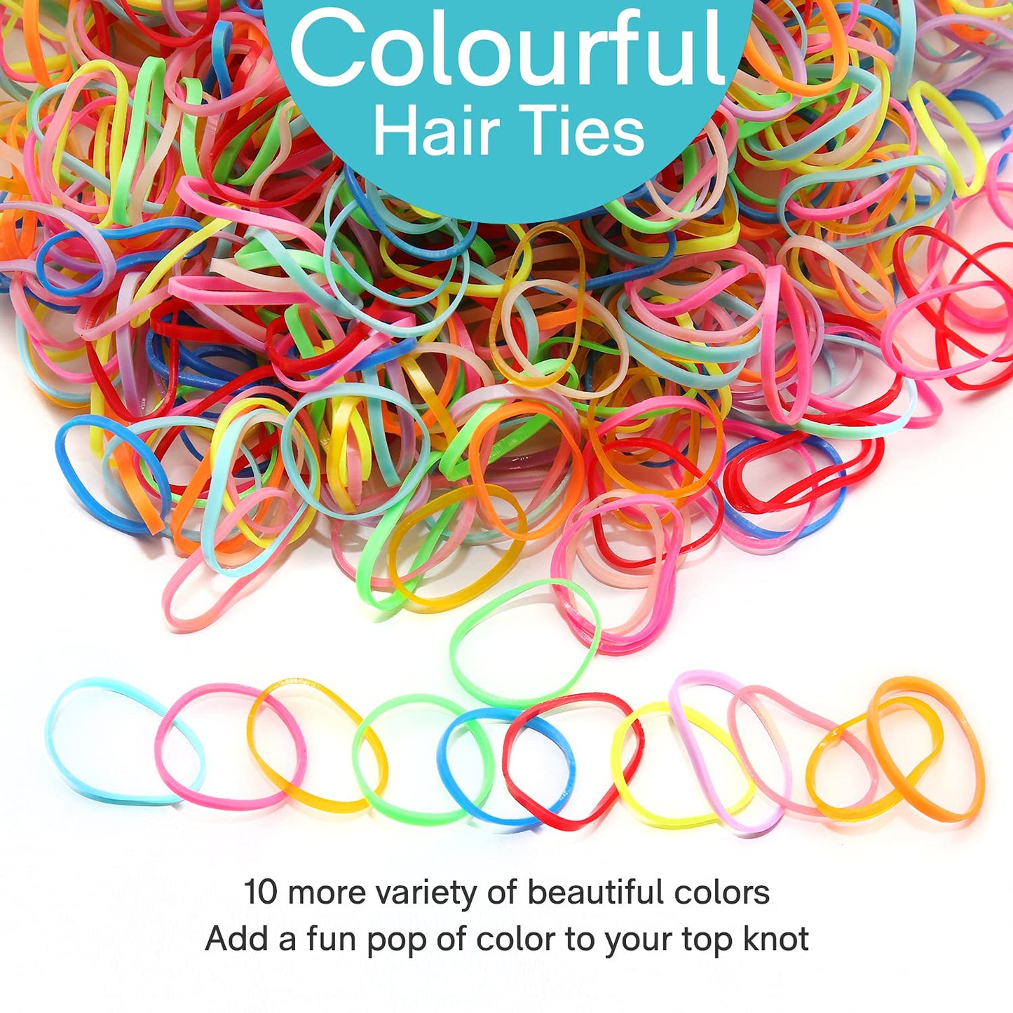 Mixed Color Elastic Hair Bands, 2500 Small Rubber Bands Braids for Girls Kids Women Non-Slip Tiny Soft Hair Ties Braiding Hair Accessories Value Pack Colorful Hoyols
