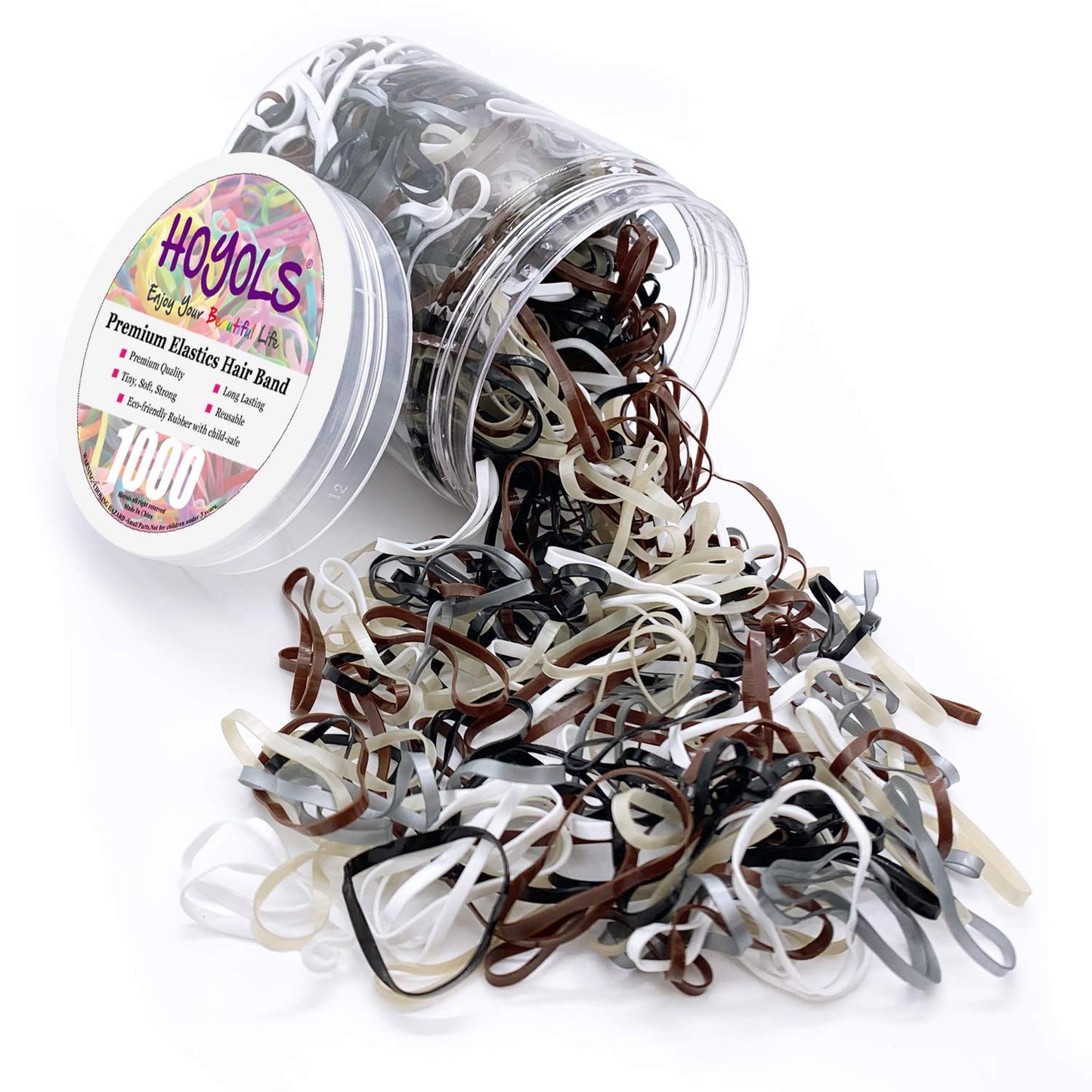 Winter Black & White Hair Ties Small Tiny Elastic Plastic Strong Hair Bands for Women Girls Kids Brown Thick Thin Hair Braided Stretchy Bulk 1000pcs HOYOLS