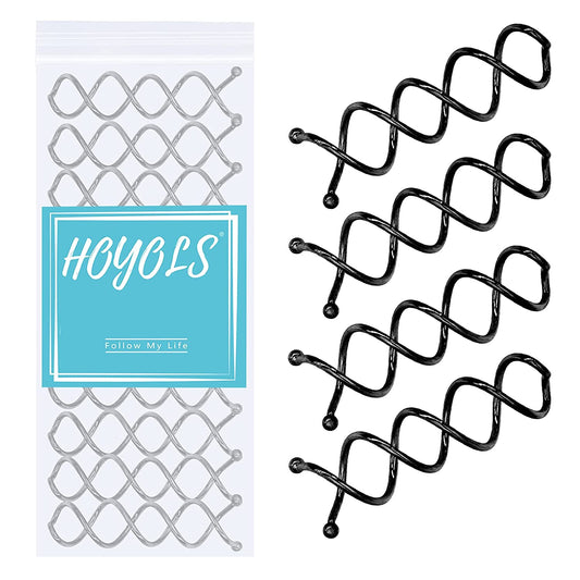 HOYOLS Spiral Hair Pins Black, Spin Bun Bobby Pins for Hair Screws Twists Spirals Non-Scratch Round Tips for Thick Hair Women Spin Pins Accessories 10pcs Black 2 inches (Black)