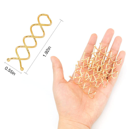 HOYOLS Spiral Hair Pins Blonde, Spin Bun Bobby Pins for Hair Screws Twists Spirals Non-Scratch Round Tips for Thick Hair Women Spin Pins Accessories 10pcs Black 2 inches (Gold Blonde)