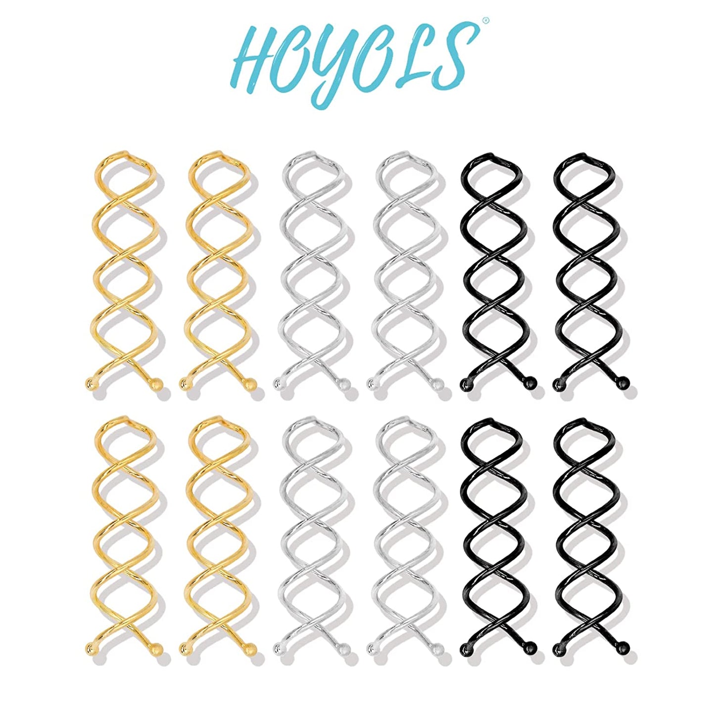 HOYOLS Spiral Hair Pins Blonde, Spin Bun Bobby Pins for Hair Screws Twists Spirals Non-Scratch Round Tips for Thick Hair Women Spin Pins Accessories 10pcs Black 2 inches (Gold Blonde)