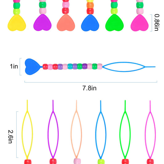 Hoyols Quick Hair Beader for Loading Beads Braid Stringer Hair Beading Tools Kit Ponytail Maker Styling Magic Topsy Hair Tail for Kids Girls 6pcs Colorful