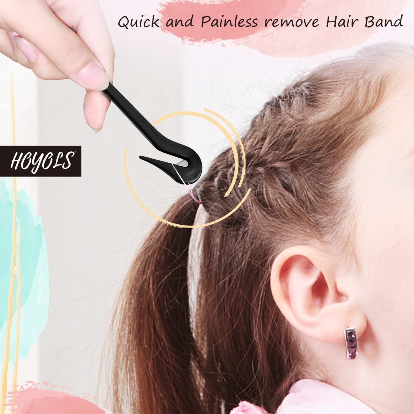HOYOLS Elastic Hair Bands Remover, Rubber Bands Infant Baby Girls Hair Ties Cutter Removal Tool 5pcs (Black)