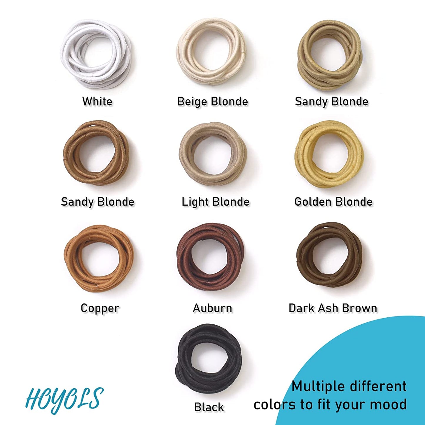 Hoyols Small Thin Hair Elastics Brown Hair Ties Elastics Braided for Baby Kids, Women No Metal Ponytail Holder Hair Band 2mm 1 inch 100 pcs (Dark Ash Brown)