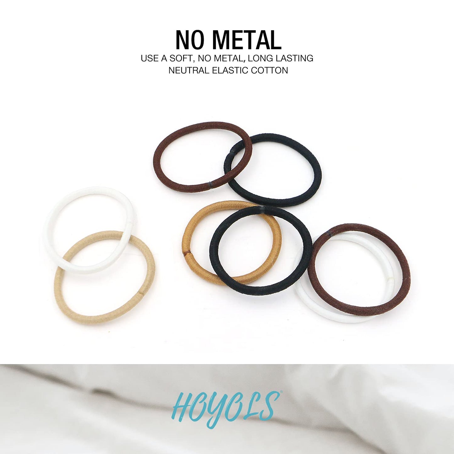Hoyols 1” Hair Elastics for Fine Hair Ties No Slip No Damage for Women Girl Kids Hair Thin Ponytail Holders Brown Scrunchies 2mm 100 Count (Dark Golden Blonde)