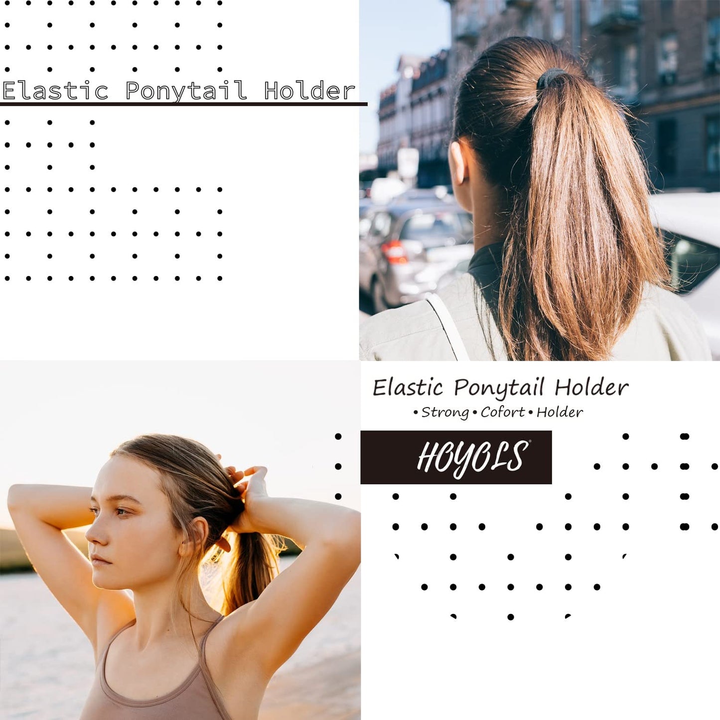 HOYOLS Flat Hair Elastics, No Metal Hair Ties Hair Bands for Thick Heavy and Curly Hair Ponytail Holders Headband 1-inch 5mm Width 42 Count (Fall & Winter Color)