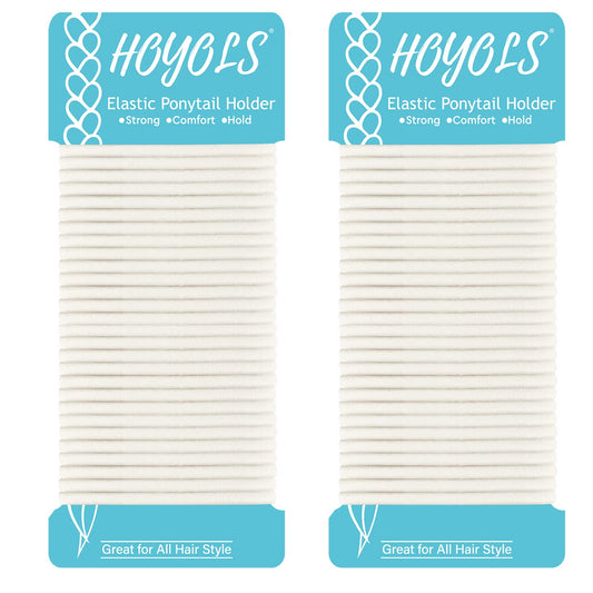 Hoyols 4mm Hair Elastics, No Metal Thin Hair Ties for Women’s Hair Ponytail Holder Bands Stretch No Damage, 50 Count (Beige Blonde)
