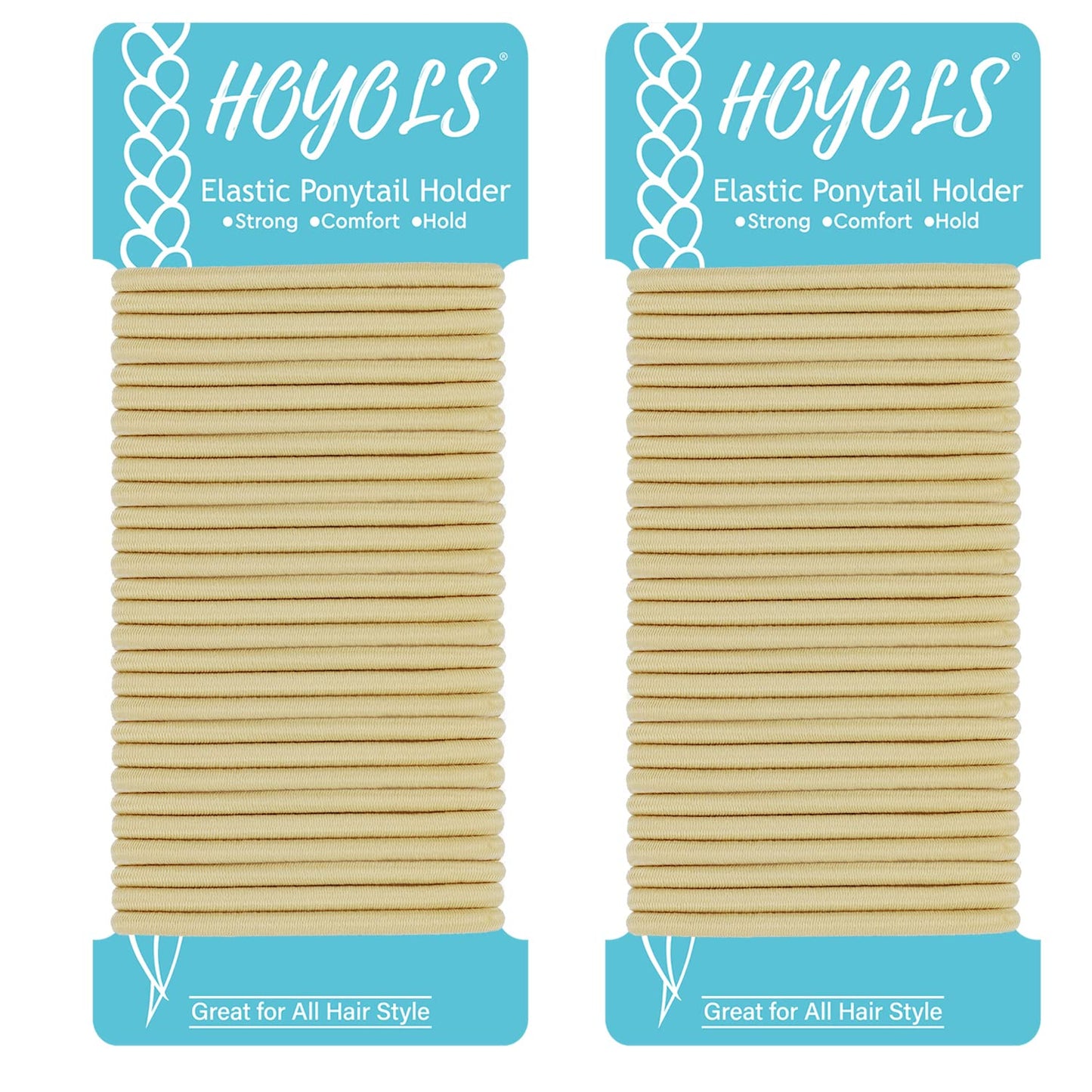 Hoyols Thin Hair Elastics for Women 4mm Hair Ties Hair Bands Styling Accessories Ponytail Holder 50 Count (Golden Blonde)