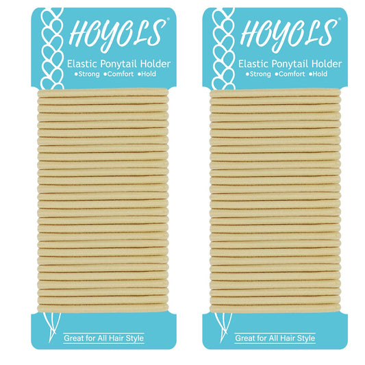 Hoyols Thin Hair Elastics for Women 4mm Hair Ties Hair Bands Styling Accessories Ponytail Holder 50 Count (Golden Blonde)