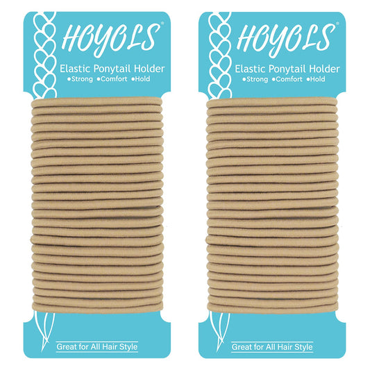 Blonde Ponytail Holders, No Metal Elastic Hair Ties, Braided Hair Bands Scrunchies for Girl Women Medium Hair 50 Count 4mm (Light Blonde)