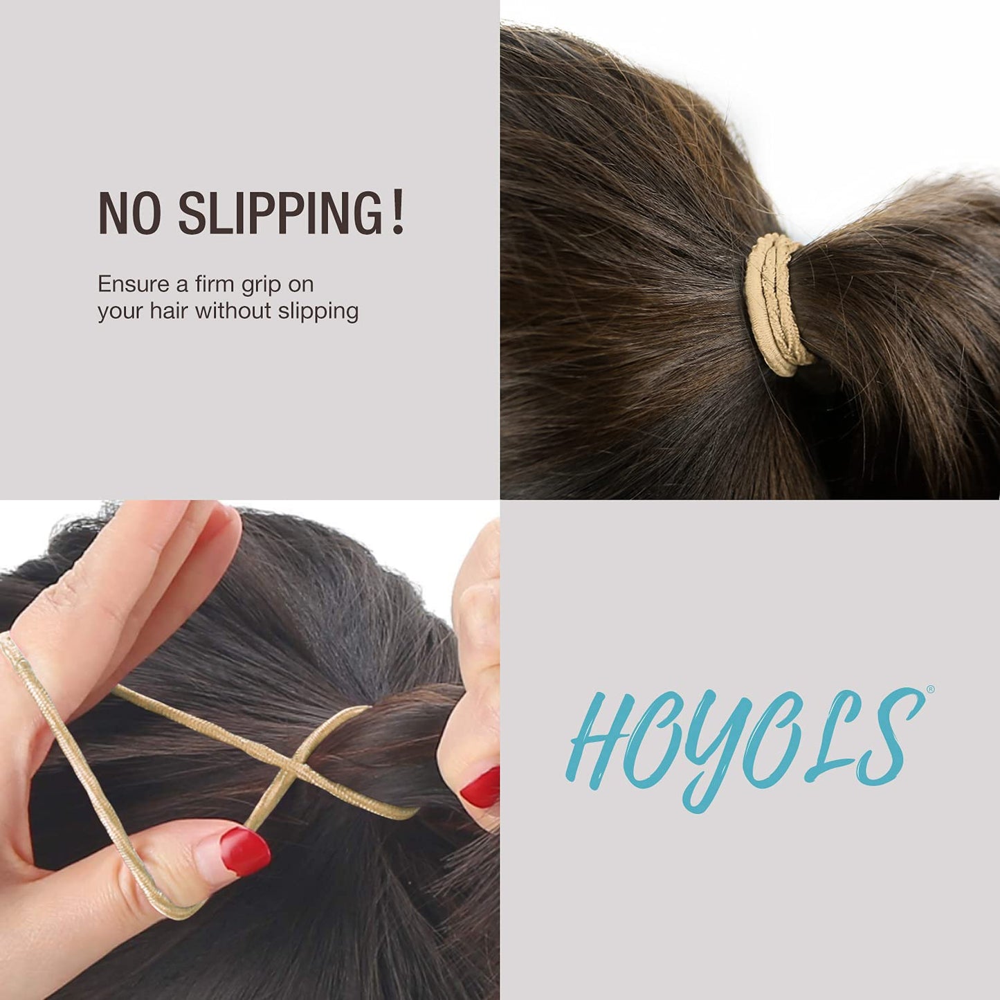 Blonde Ponytail Holders, No Metal Elastic Hair Ties, Braided Hair Bands Scrunchies for Girl Women Medium Hair 50 Count 4mm (Light Blonde)