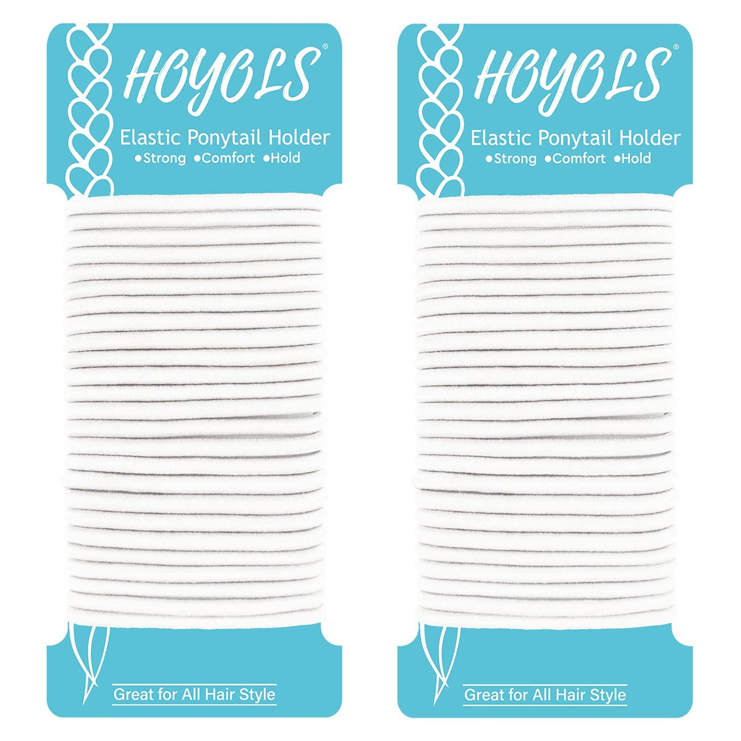Hoyols Ponytail Holders, No Metal Braided Hair Bands Elastic Thick Tie for Women Thick Fine Curly Hair gomas para el pelo 50 Count 4mm (White) Visit the HOYOLS Store