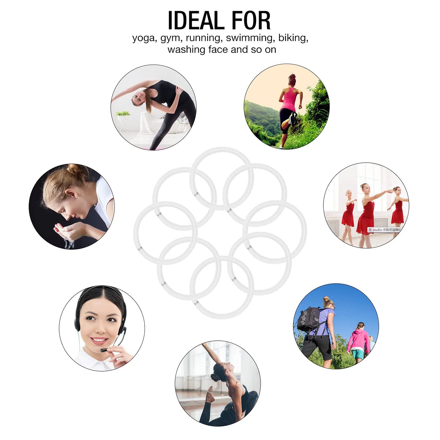 Hoyols Ponytail Holders, No Metal Braided Hair Bands Elastic Thick Tie for Women Thick Fine Curly Hair gomas para el pelo 50 Count 4mm (White) Visit the HOYOLS Store