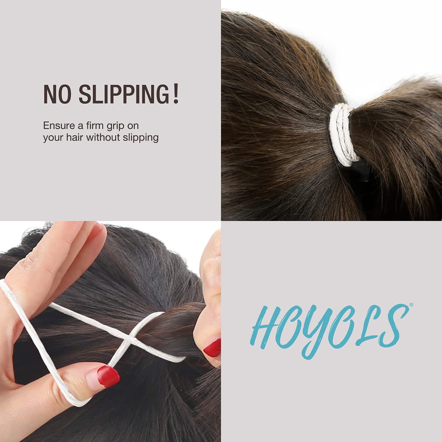 Hoyols Ponytail Holders, No Metal Braided Hair Bands Elastic Thick Tie for Women Thick Fine Curly Hair gomas para el pelo 50 Count 4mm (White) Visit the HOYOLS Store