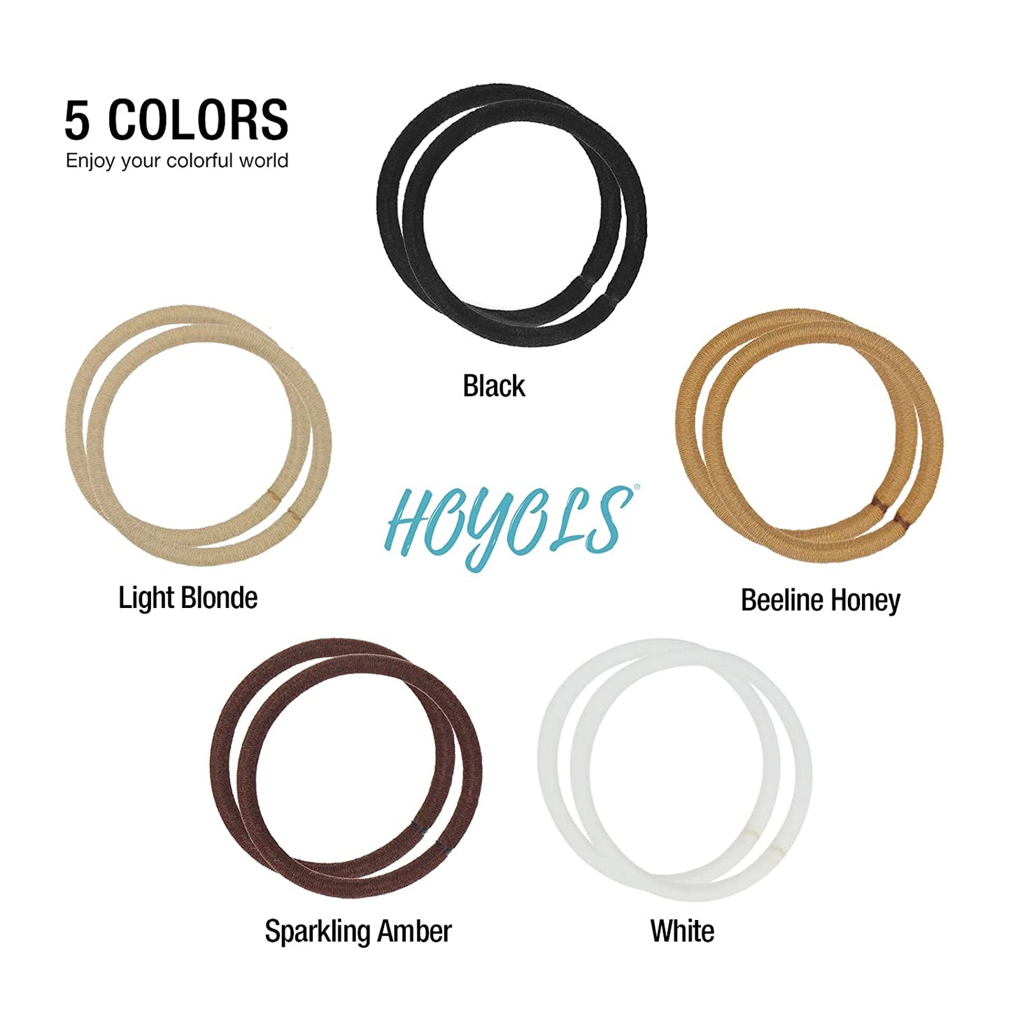Hoyols Ponytail Holders, No Metal Braided Hair Bands Elastic Thick Tie for Women Thick Fine Curly Hair gomas para el pelo 50 Count 4mm (White) Visit the HOYOLS Store