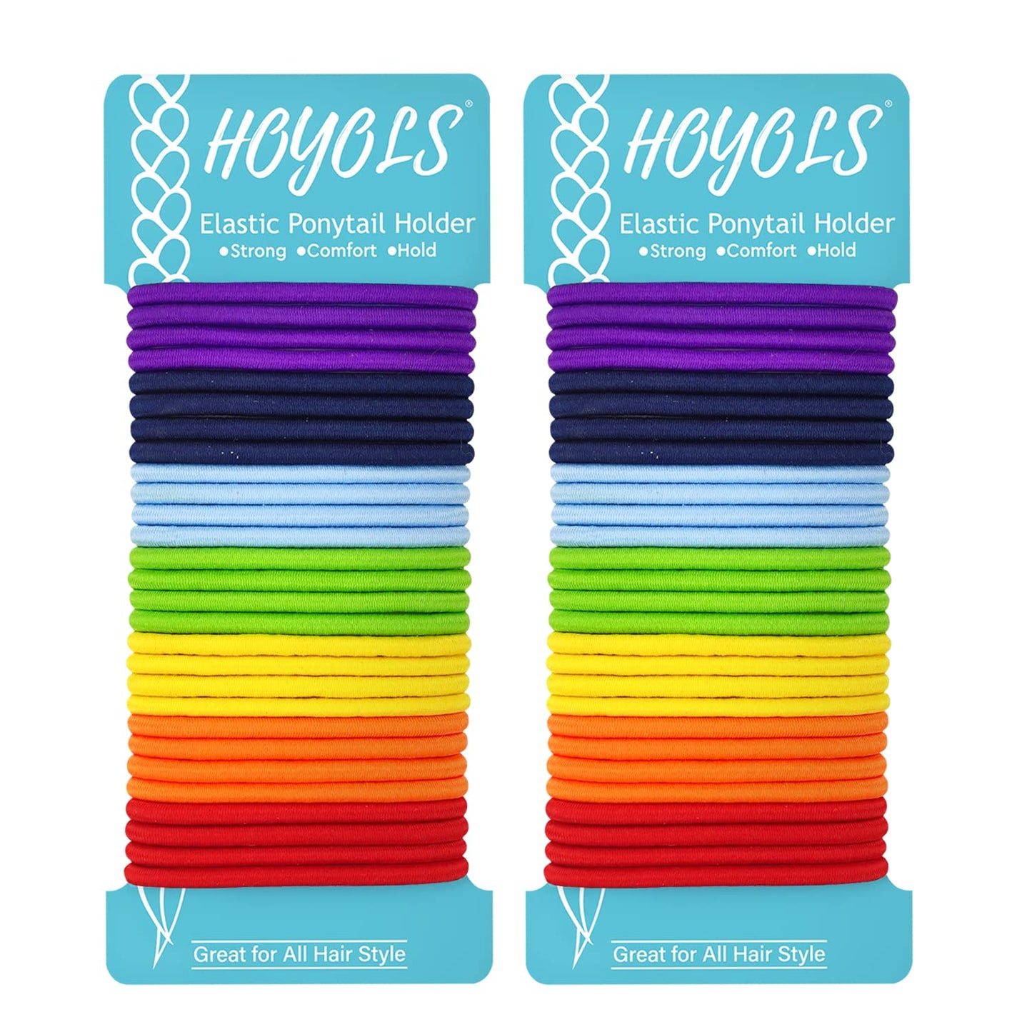 HOYOLS Hair Elastics Bands, No Metal Chakra Color Hair Ties Colored Ponytail Holder No Snag for Girls Women Thick Hair  - 7 Colors