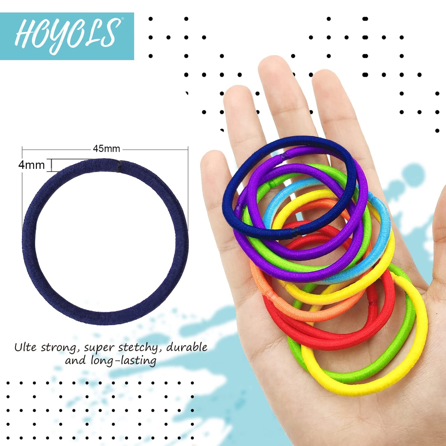 HOYOLS Hair Elastics Bands, No Metal Chakra Color Hair Ties Colored Ponytail Holder No Snag for Girls Women Thick Hair  - 7 Colors