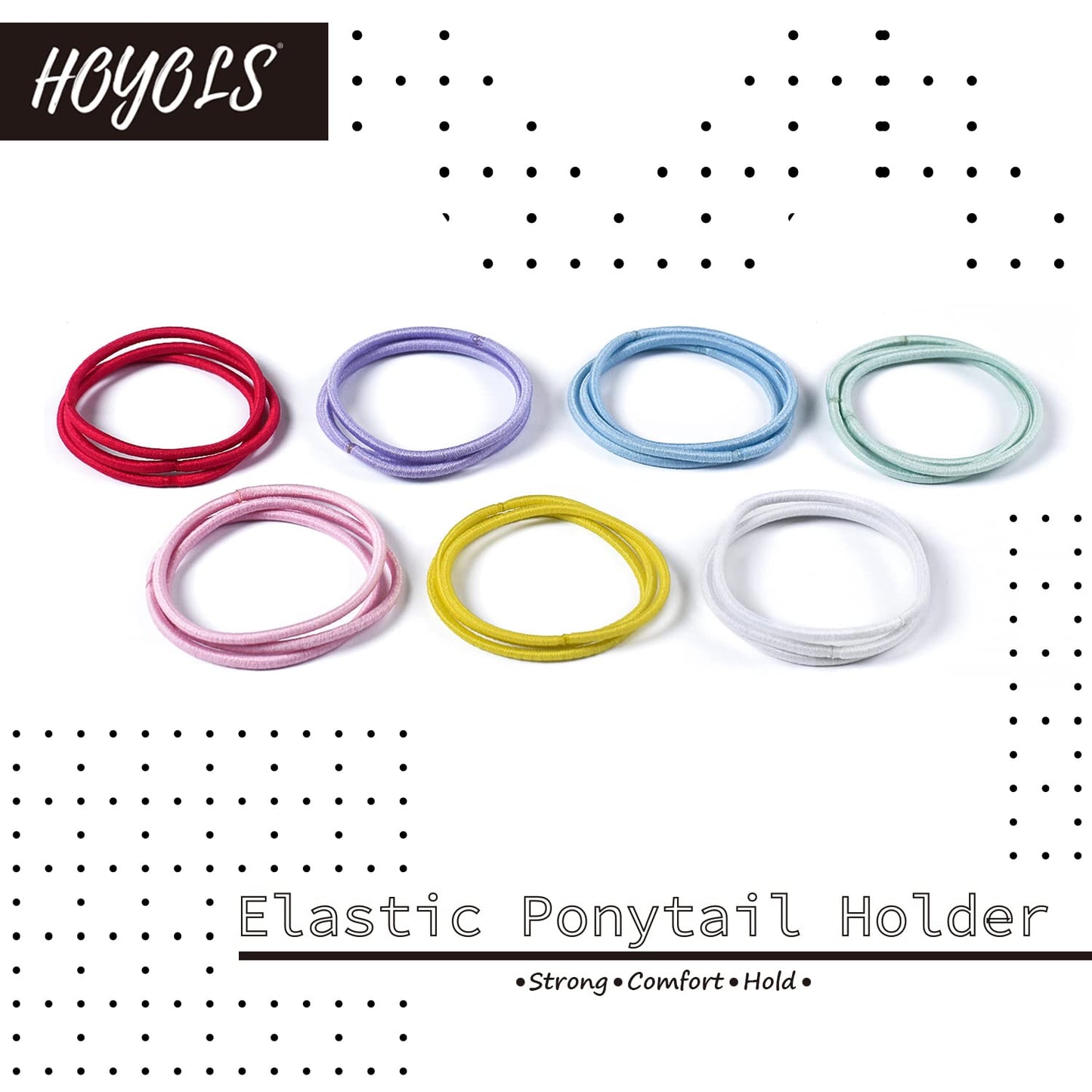 HOYOLS No Metal Hair Elastics for Girls Bands, Assorted Baby Color Ponytail Holder Gentle Hold No Snag Hair Ties for Women Fine Hair ,Pink Blue Yellow White - 7 Colors  (Baby Color)