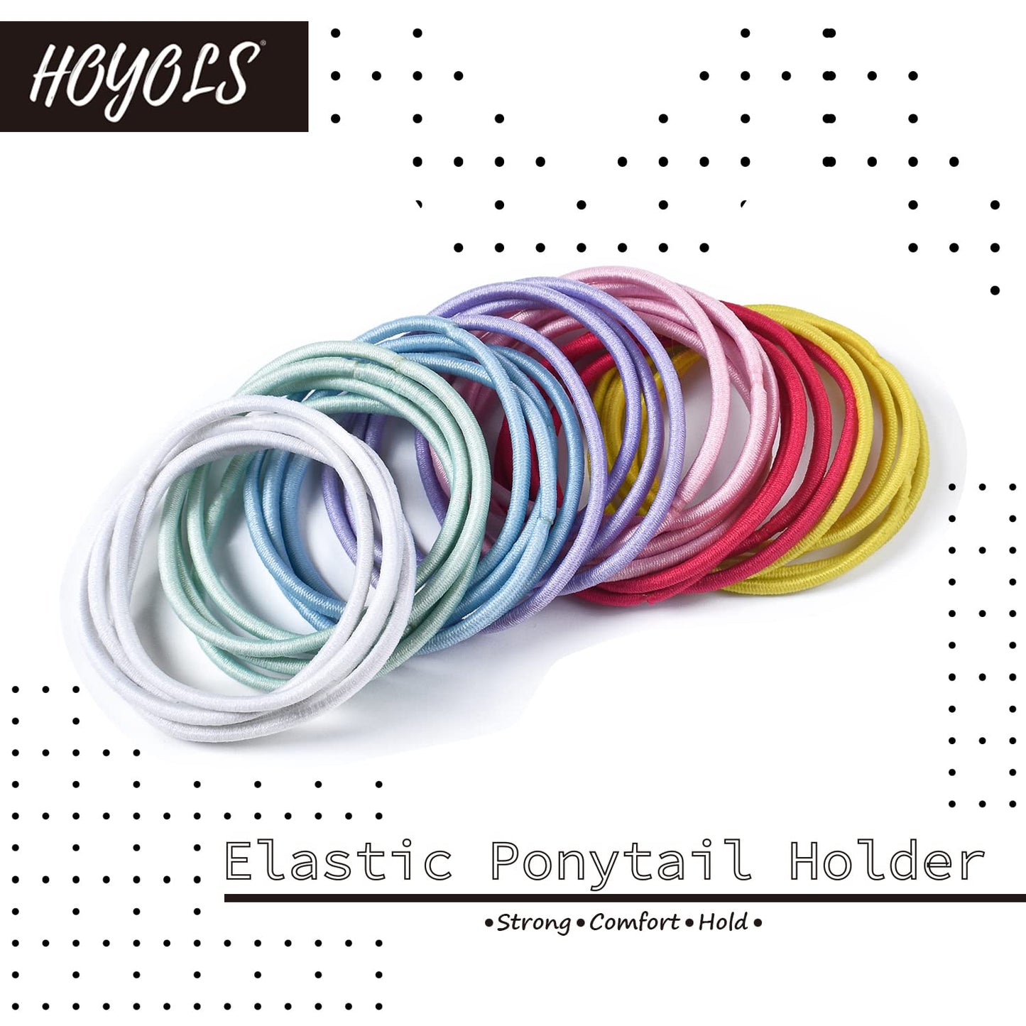 HOYOLS No Metal Hair Elastics for Girls Bands, Assorted Baby Color Ponytail Holder Gentle Hold No Snag Hair Ties for Women Fine Hair ,Pink Blue Yellow White - 7 Colors  (Baby Color)