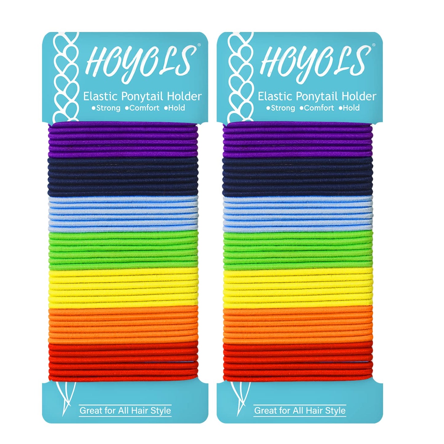 HOYOLS Hair Elastics Bands, No Metal Chakra Color Hair Ties Colored Ponytail Holder No Snag for Girls Women Thick Hair  - 7 Colors