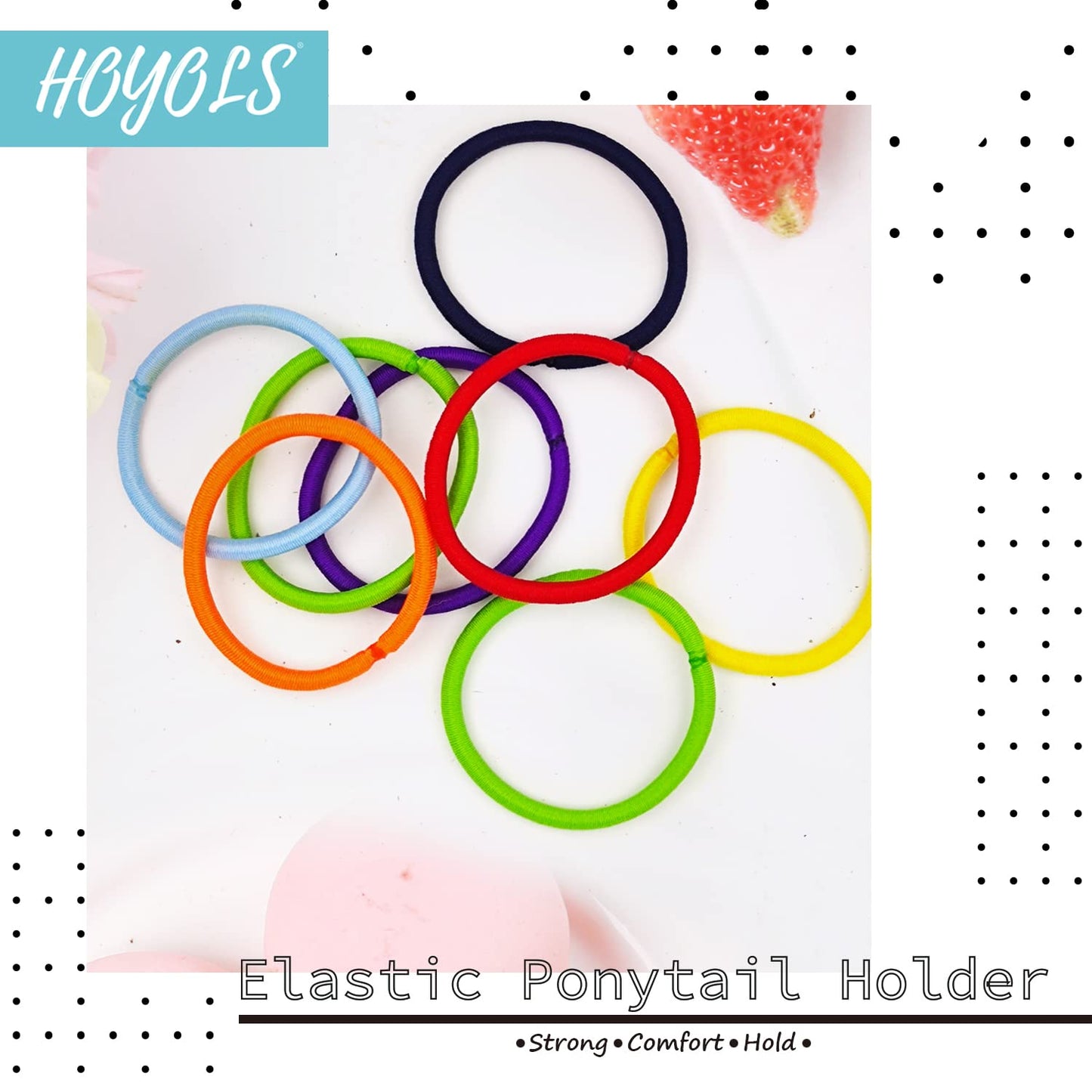 HOYOLS Hair Elastics Bands, No Metal Chakra Color Hair Ties Colored Ponytail Holder No Snag for Girls Women Thick Hair  - 7 Colors