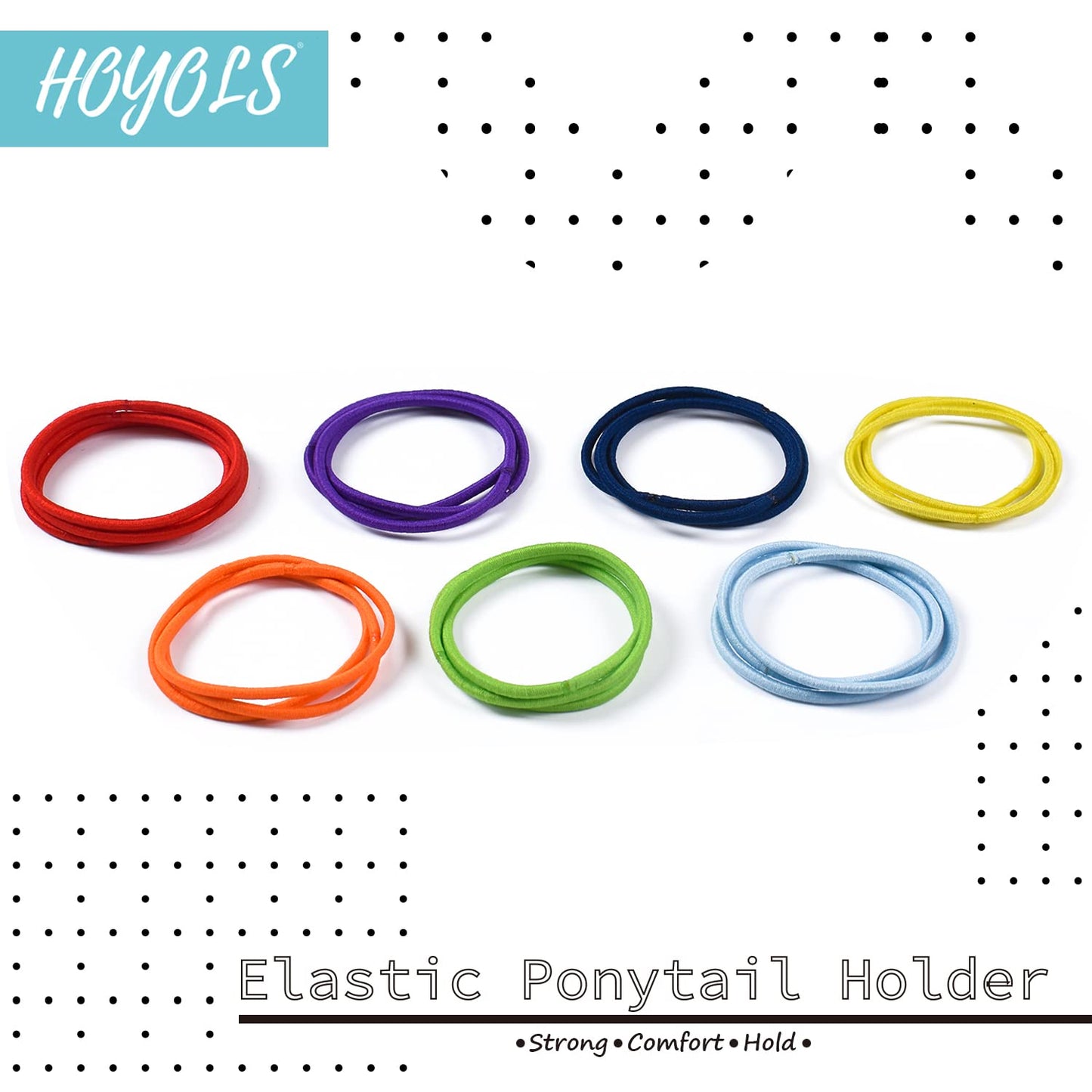 HOYOLS Hair Elastics Bands, No Metal Chakra Color Hair Ties Colored Ponytail Holder No Snag for Girls Women Thick Hair  - 7 Colors