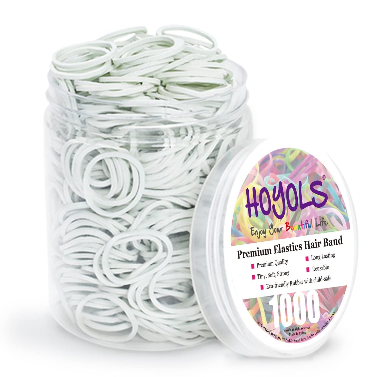 White Hair Rubber Bands for Hair Ties, Small Elastics Bands Ponytail Holders for Women Baby Girls Kids Thick Hair Mini Student Crafts Office by HOYOLS