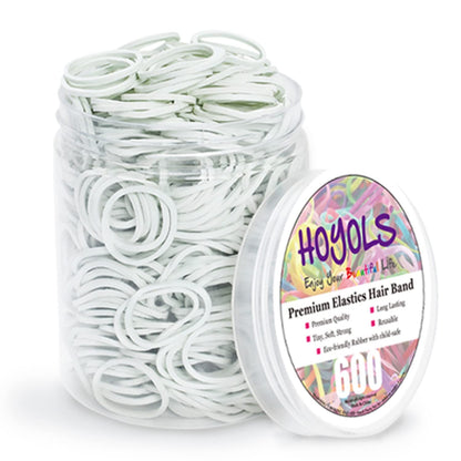 White Hair Rubber Bands for Hair Ties, Small Elastics Bands Ponytail Holders for Women Baby Girls Kids Thick Hair Mini Student Crafts Office by HOYOLS