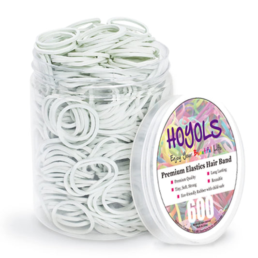 White Hair Rubber Bands for Hair Ties, Small Elastics Bands Ponytail Holders for Women Baby Girls Kids Thick Hair Mini Student Crafts Office by HOYOLS