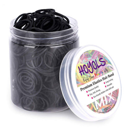 Elastics Rubber Bands for Black Hair Ties Braiding Ponytail Holders Plastic Rubberbands for Women Girls Black Hair Crafts Office Supplier Money No Damage by HOYOLS
