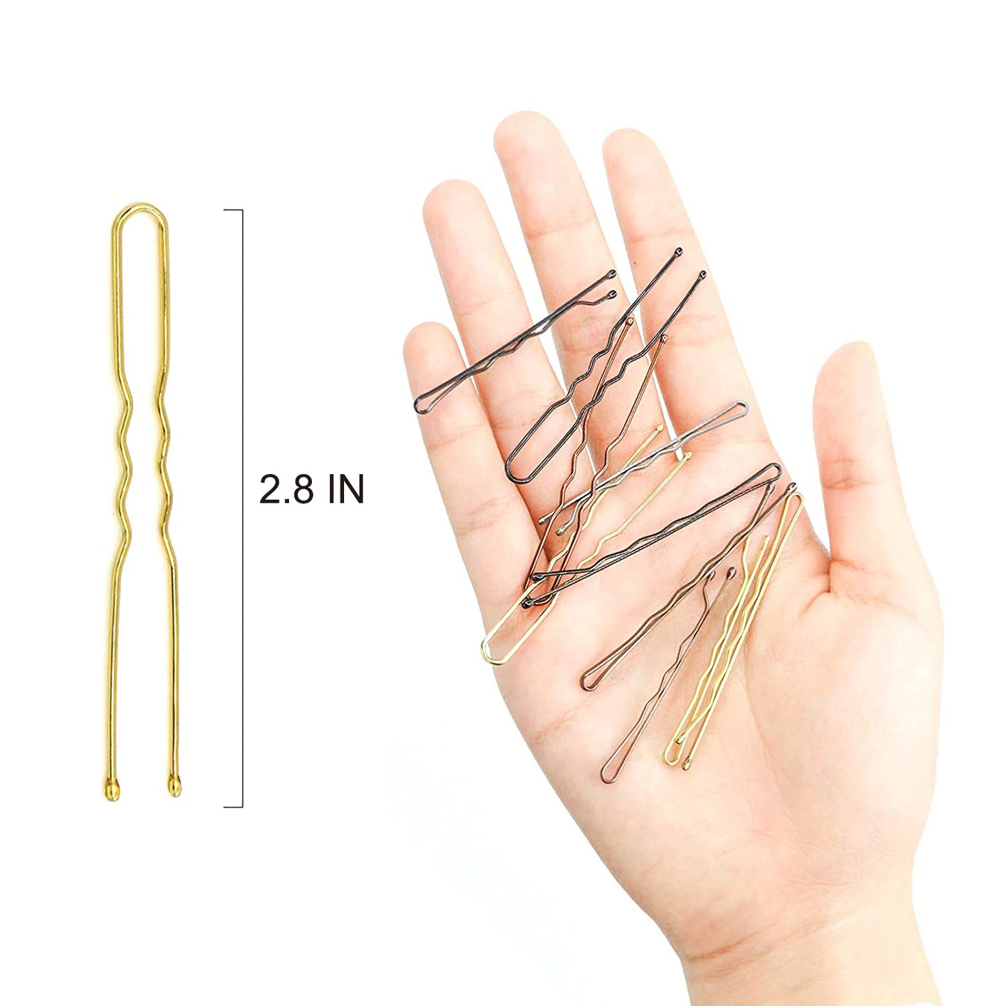 Hoyols U Shaped Hair Pins Blonde, U Shape Bobby Pins Metal Curved Curly Waved Bun Clips Hairpin for Buns Women Girls Grips Hairstyle Updo Thin Thick Hair, 100 Count  (Blonde)