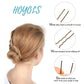 Hoyols U Shaped Hair Pins Brown, Metal Curved Curly Waved Bun Clips Bobby Pins Brown for Women Hair Accessories Decorative Buns Girls Grips Hairstyle with Case, 100 Count (Brown)