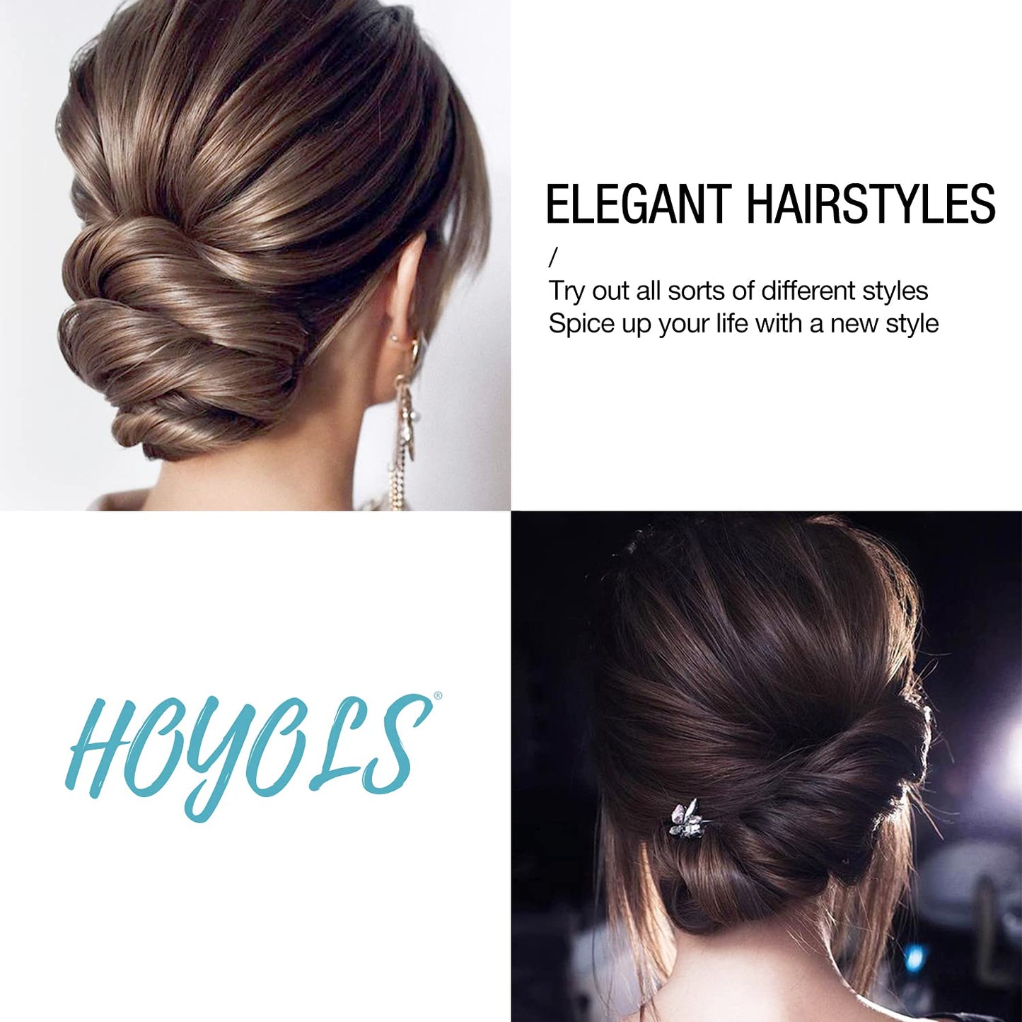 Hoyols U Shaped Hair Pins Brown, Assorted Size U Shape Bobby Pins, Metal Curved Curly Bun Clips Hairpin Crimped Design with Ball Tips for Buns Women Girls Grips Hairstyle Updo Thin Thick Hair Gold, 150 Count Bulk Pack (Brown)